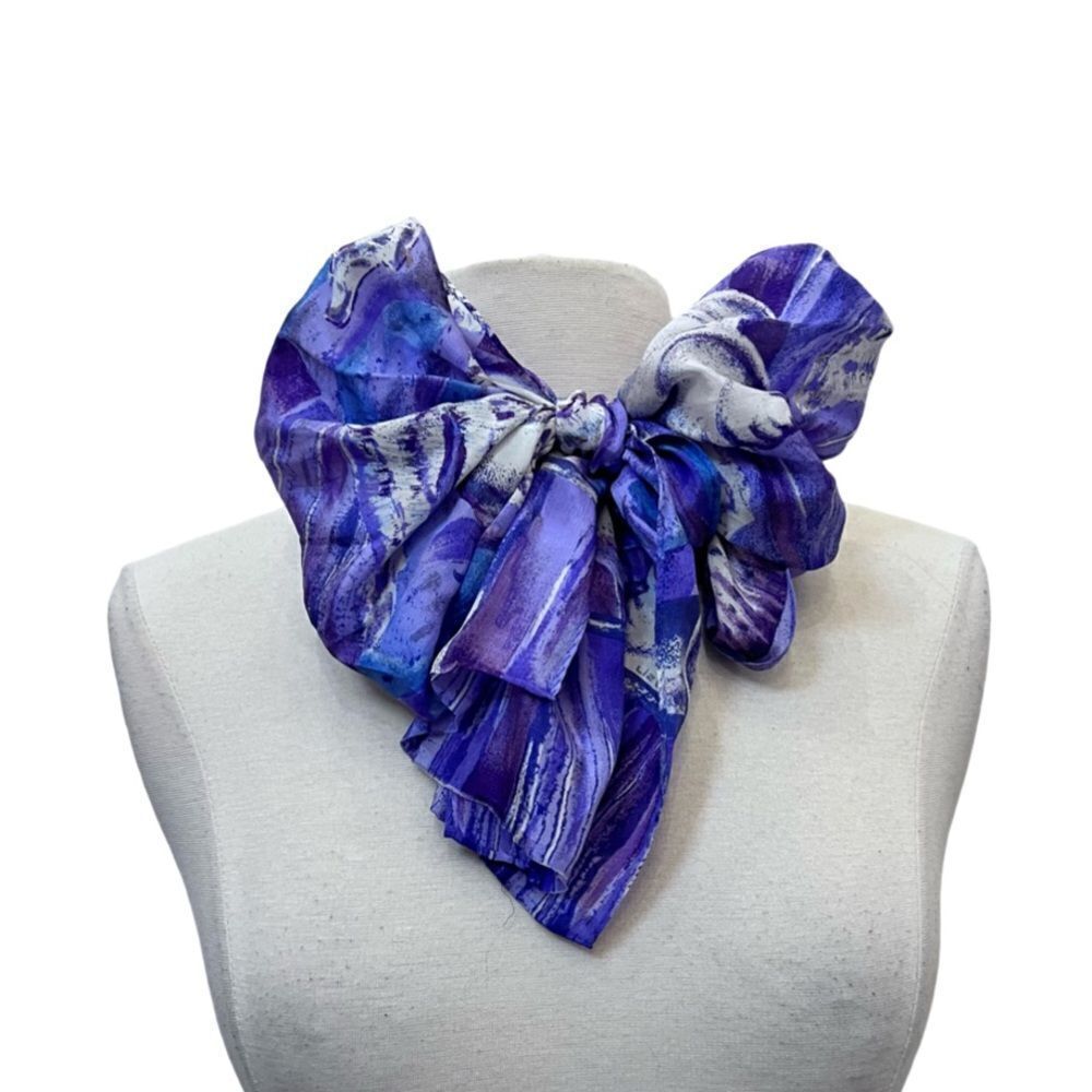 Vintage Liz Claiborne Purple Toned Seashell Beach Hair Neck Bag Scarf - Picture 2 of 4